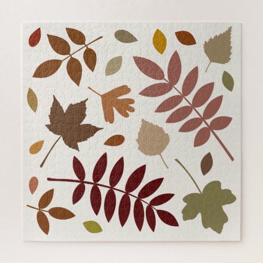 Fallen Leaves Design herfstkleuren op crème Legpuzzel (Verticaal)