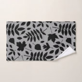 Fallen Leaves LG Pattern Zwart op Grijs Bad Handdoek (Handdoek)