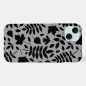 Fallen Leaves LG Pattern Zwart op Grijs iPhone Hoesje (Achterkant horizontaal)