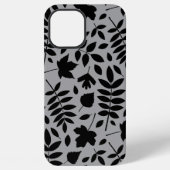 Fallen Leaves LG Pattern Zwart op Grijs iPhone Hoesje (Achterkant)