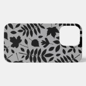 Fallen Leaves LG Pattern Zwart op Grijs iPhone Hoesje (Achterkant horizontaal)