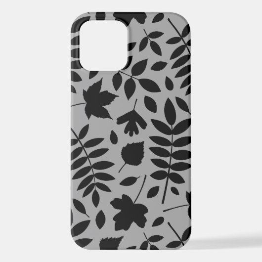 Fallen Leaves LG Pattern Zwart op Grijs iPhone Hoesje (Achterkant)