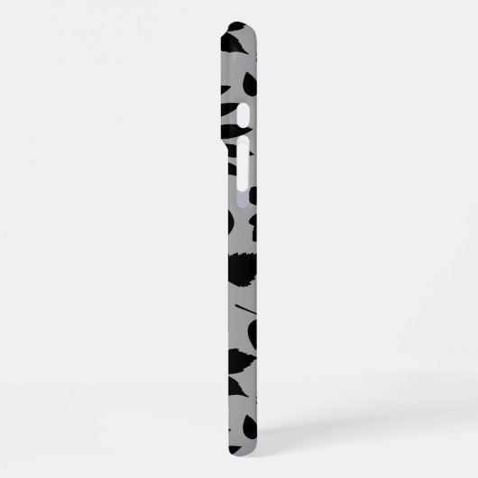 Fallen Leaves LG Pattern Zwart op Grijs iPhone Hoesje (Linkerkant)