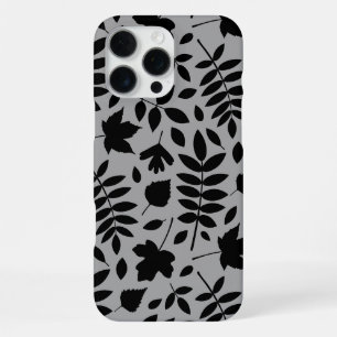 Fallen Leaves LG Pattern Zwart op Grijs iPhone 16 Pro Max Hoesje