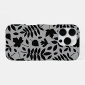 Fallen Leaves LG Pattern Zwart op Grijs iPhone Hoesje (Achterkant horizontaal)