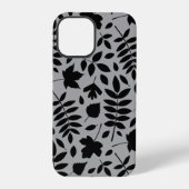 Fallen Leaves LG Pattern Zwart op Grijs iPhone Hoesje (Achterkant)