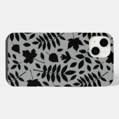 Fallen Leaves LG Pattern Zwart op Grijs iPhone Hoesje (Achterkant horizontaal)