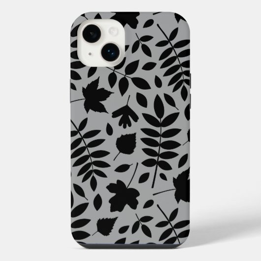 Fallen Leaves LG Pattern Zwart op Grijs iPhone Hoesje (Achterkant)
