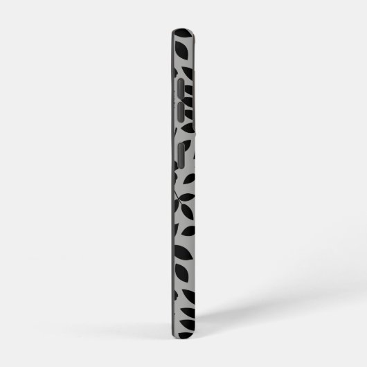 Fallen Leaves LG Pattern Zwart op Grijs Samsung Galaxy Hoesje (Rechterkant)