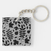 Fallen Leaves LG Pattern Zwart op Grijs Sleutelhanger (Achterkant)