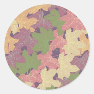 FALLEN MAPLE VERLAAT HAPPY AUTUMN RONDE STICKER