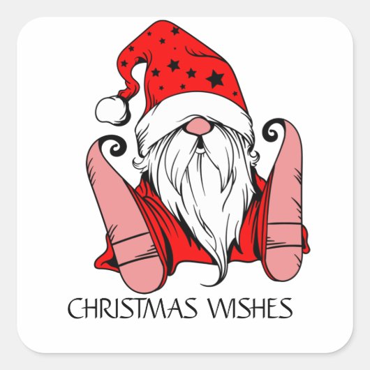 Fallen Santa Gnome kerstvierkant Sticker (Voorkant)