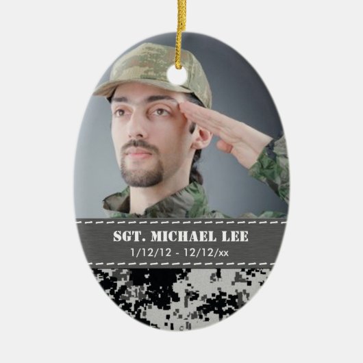Fallen Soldier met zwarte en witte digitale camo Keramisch Ornament (Voorkant)