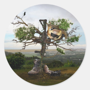Fallen Soldier's Cross Ronde Sticker