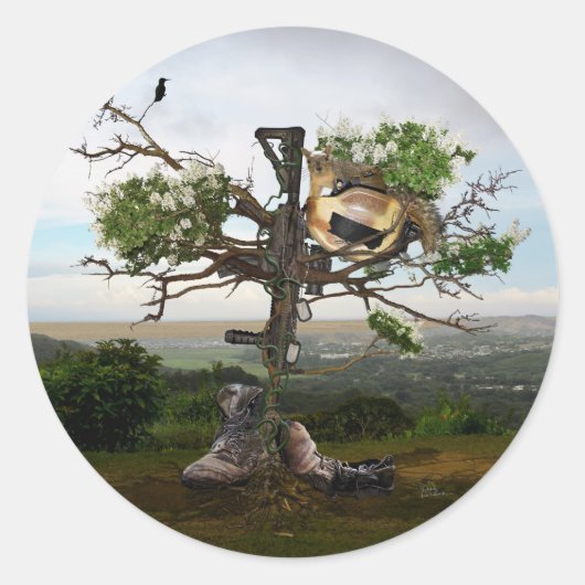 Fallen Soldier's Cross Ronde Sticker (Voorkant)