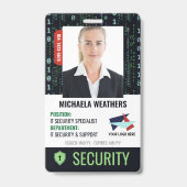Falling Code Cyber Security Shield Employee ID Badge (Voorzijde)