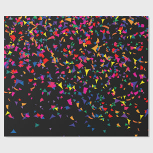Falling Confetti - Rainbow-kleuren op zwart v3 Cadeaupapier