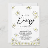 Falling Daisies White Floral Virtual Baby shower Kaart (Voorkant)