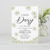 Falling Daisies White Floral Virtual Baby shower Kaart (Staand voorkant)
