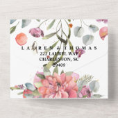 Falling Flowers Wedding All In One Uitnodiging (Achterkant)