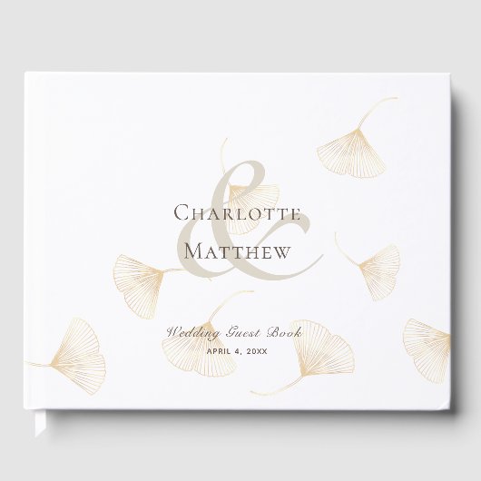 Falling Gold Ginkgo Leaves Fall Wedding Gastenboek (Voorkant)