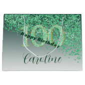  Falling Green Glitter 100e verjaardag Groot Cadeauzakje (Voorkant)
