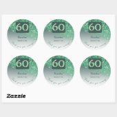 Falling Green Glitter, 60ste verjaardag Bedankt Ronde Sticker (Vel)