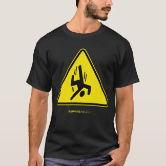 Falling guy grappig teken gele driehoek t-shirt