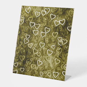 Falling Hearts - Yellow Reclamebord Met Voetstuk