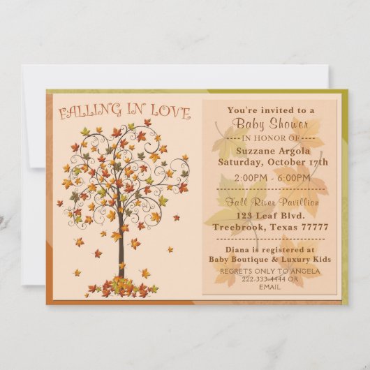 Falling In Love Autumn Baby shower Invitation (Devant)