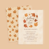 Falling In Love Fall Leaves Baby Shower Invitation Kaart