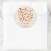 Falling in Love Modern Autumn Wedding Ronde Sticker (Tas)
