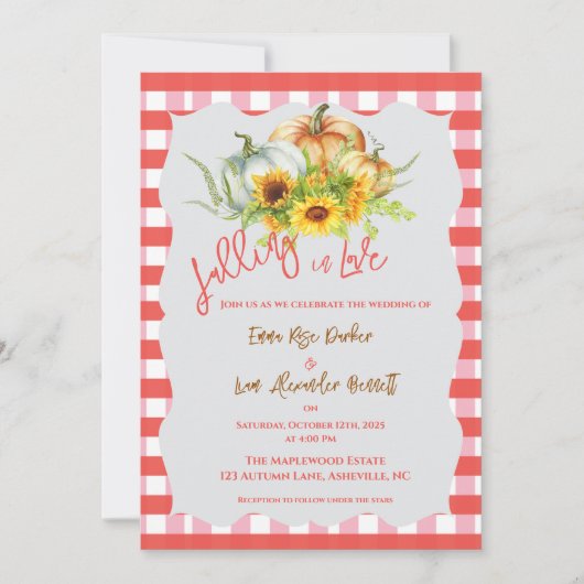 Falling in Love Rustic Fall Wedding Invitation (Voorkant)