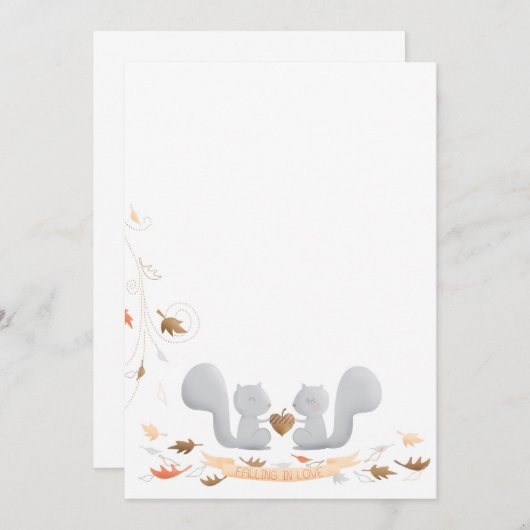 Falling in Love Squirrel Bridal Shower Uitnodiging (Voorkant / Achterkant)