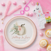 Falling In Love Waterverf Pompoen Roze en Roest Papieren Bordje (Feest)