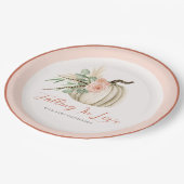 Falling In Love Waterverf Pompoen Roze en Roest Papieren Bordje (Gekanteld)