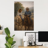 Falling in Stride | Art équestre western | Affiche (Bureau à domicile)