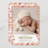 Falling Leaves Frame Photo Birth Announcement  Kaart (Voorkant / Achterkant)