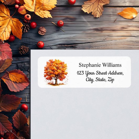 Falling Leaves Return Address Etiket