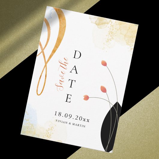 Falling Melody Waterverf Floral Save the Date Kaart
