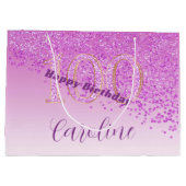  Falling Pink Glitter 100e verjaardag Groot Cadeauzakje (Achterkant)