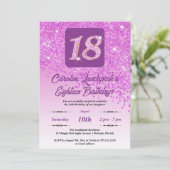 Falling Pink Glitter 18e verjaardagsfeest Kaart (Staand voorkant)