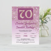 Falling Roos Gold Glitter 70e verjaardagsfeestje Kaart (Staand voorkant)