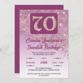 Falling Roos Gold Glitter 70e verjaardagsfeestje Kaart (Voorkant / Achterkant)