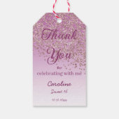 Falling Roos Gold Glitter Sweet 16 Persoonlijk Cadeaulabel (Achterkant)