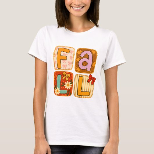 Falling shirts|Fall festivities|Fall patchwork die T-shirt (Voorkant)