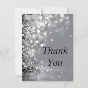 Falling Silver Confetti op Grey Thank You Card Briefkaart