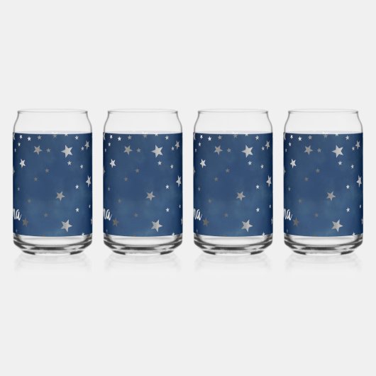 Falling Silver Stars Celestial Personalized Blikvorm Glas (Achterkant)