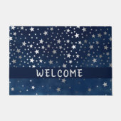 Falling Silver Stars Celestial Personalized Deurmat (Voorkant)