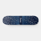 Falling Silver Stars Celestial Personalized Skateboard (Horizontaal)